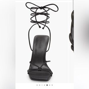 Chic Black Lace-Up Heels by Open Edit